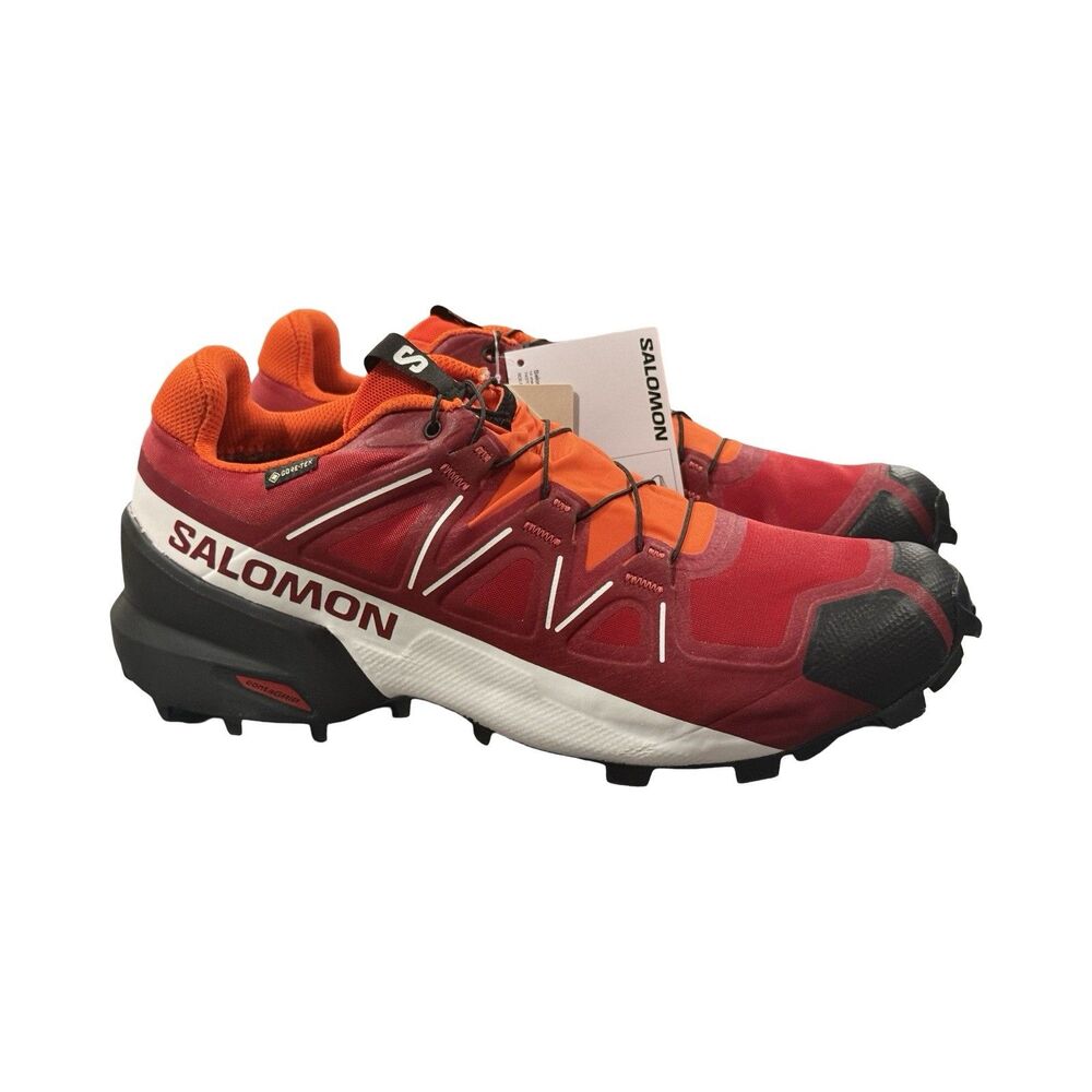 Size 10 Salomon Speedcross 5 GTX Trail Red Orange Mens Running Shoes 475691